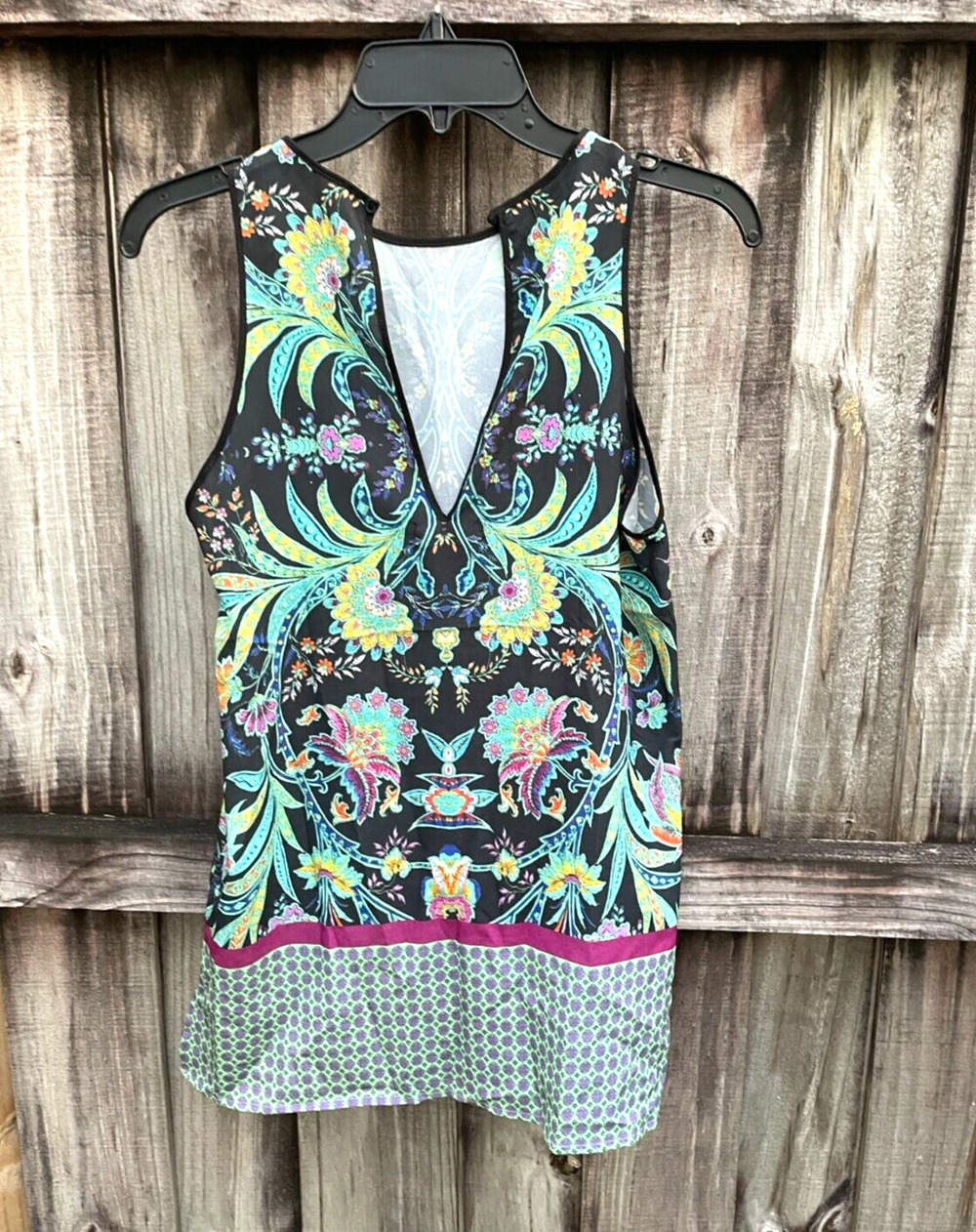 Vintage Rozae Nichols Dream Daily Vibrant Paisley/Floral Whimsy Tank Top Size XS